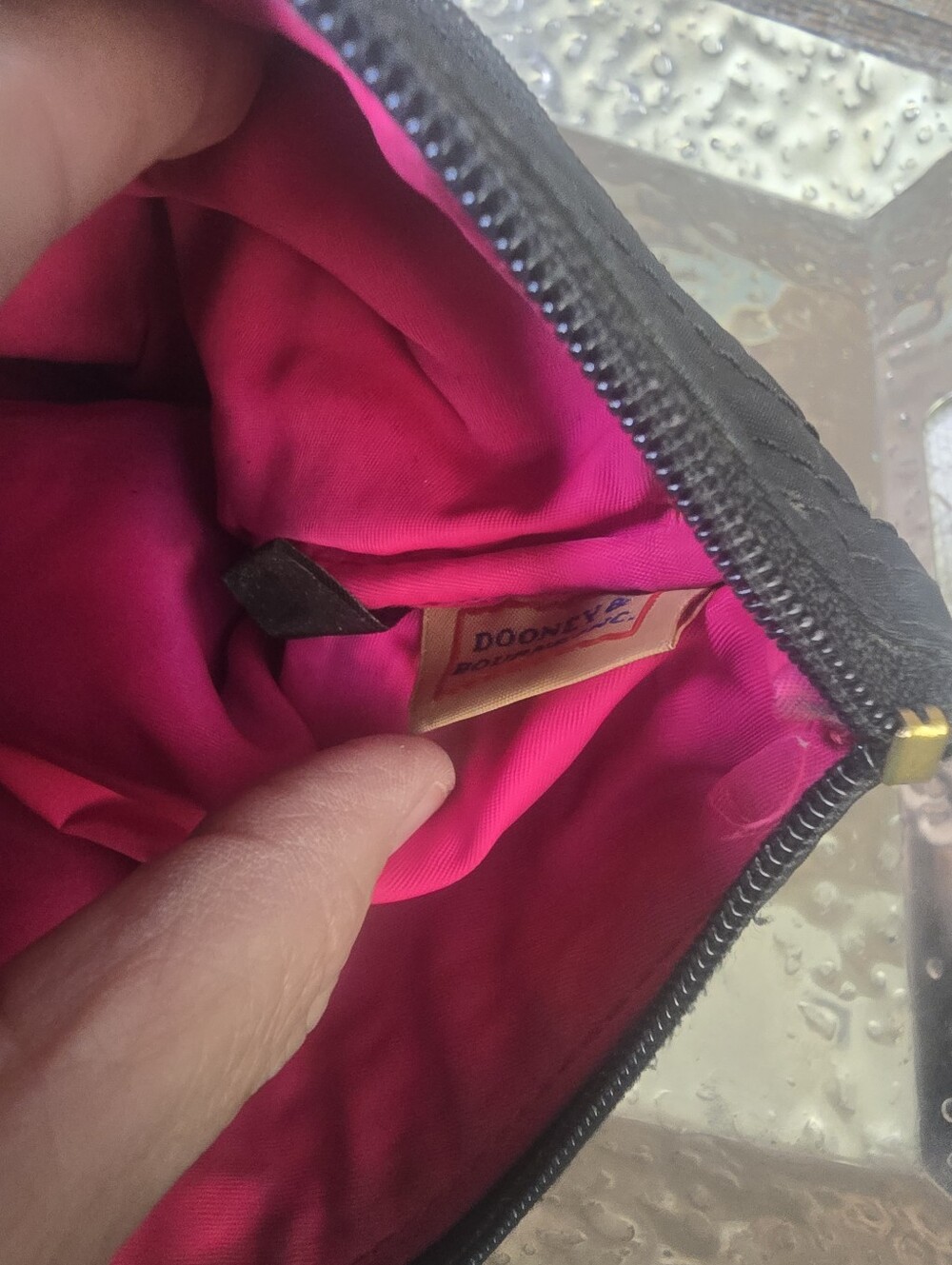 Dooney & Bourke Black Nylon Triple Zip Crossbody Bag Pink Lining - Picture 7 of 7